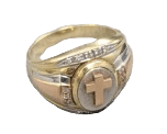 14K Tri-color Cross Solid Ring - Sell Gold NYC