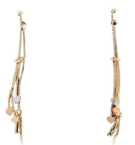 Double Strand Hearts Drop Threader Earrings in 14K Gold - Sell Gold NYC