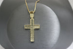 14kt Yellow Gold Encrusted Medium Cross Pendant with 14kt Yellow Gold Solid Box Chain - Sell Gold NYC