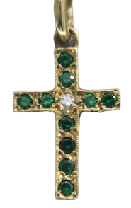 Yellow Gold Green Sapphire Cross 14kt Pendant - Sell Gold NYC