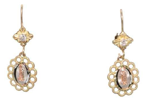 White Sapphire Virgin Mary Drop Earrings in 14K Gold - Sell Gold NYC