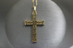 14kt Yellow Gold Encrusted Large Cross with 14kt Hollow Trace Chain - Sell Gold NYC
