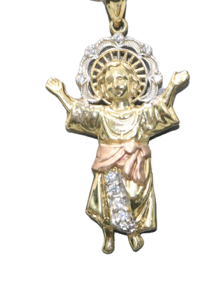 Tri-tone Baby Jesus White Sapphire 14kt Pendant - Sell Gold NYC
