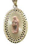 14kt Two-tone Virgin Mary Engraved Pendant with 14kt Yellow Gold Hollow Rope Chain - Sell Gold NYC