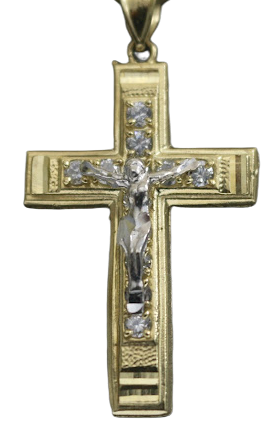 Two-tone Gold Solid Jesus Cross 14kt Pendant - Sell Gold NYC