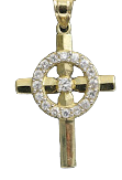 White Sapphire Circle Cross 14kt Pendant - Sell Gold NYC