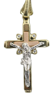 Tri-tone Jesus on Cross 14kt Pendant - Sell Gold NYC