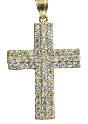 White Sapphire Cross 14kt Pendant - Sell Gold NYC