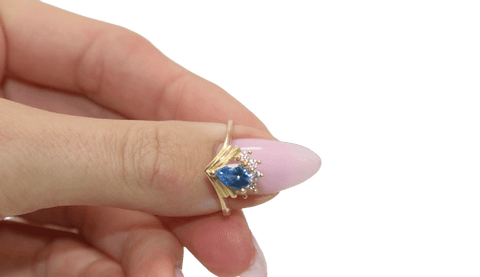 14K Yellow Gold Aquamarine Blue Sapphire Ring - Sell Gold NYC