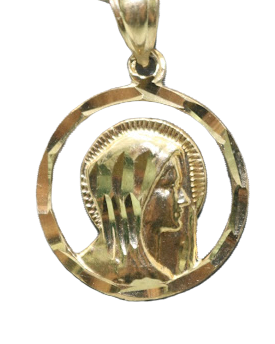 14kt Yellow Gold Virgin Mary Medal Pendant with 14kt Solid Figaro Chain - Sell Gold NYC