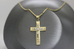 14k Two-tone Gold Solid Jesus Cross Pendant Chain Set - Sell Gold NYC
