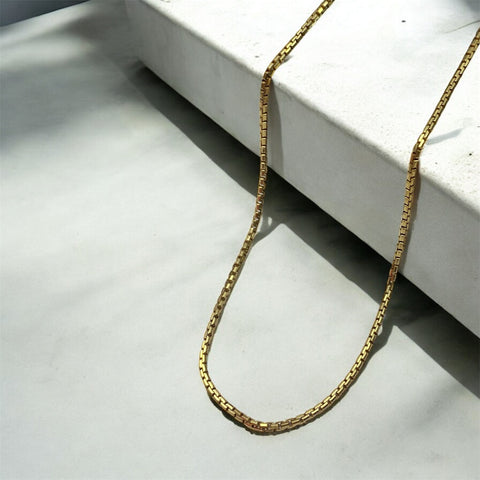 14K Gold Box Chain Necklace