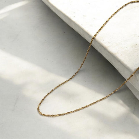 14K Solid Gold Rope Chain Necklace