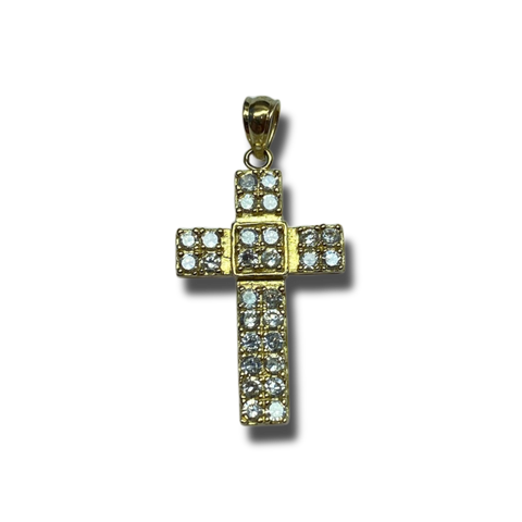 14K Gold Cross Pendant with Sapphires