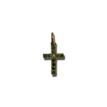 14K Gold Cross Pendant with Green Sapphires and Diamond