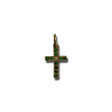 14K Gold Cross Pendant with Green Sapphires and Diamond
