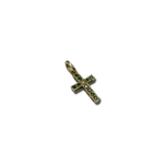 14K Gold Cross Pendant with Green Sapphires and Diamond