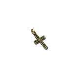 14K Gold Cross Pendant with Green Sapphires and Diamond