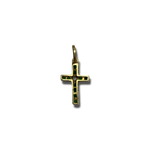 14K Gold Cross Pendant with Green Sapphires and Diamond