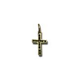 14K Gold Cross Pendant with Green Sapphires and Diamond
