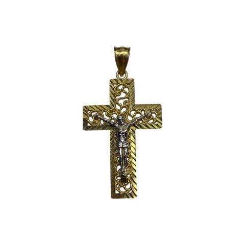 14K Two-Tone Gold Crucifix Pendant