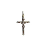 14K White Gold Tubular Crucifix Pendant