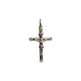 14K White Gold Tubular Crucifix Pendant