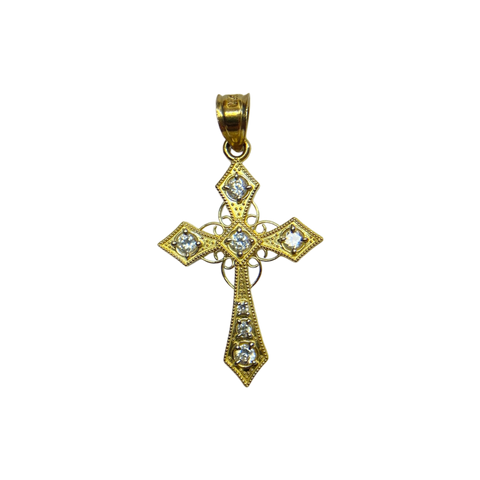 14K Gold Filigree Cross Pendant