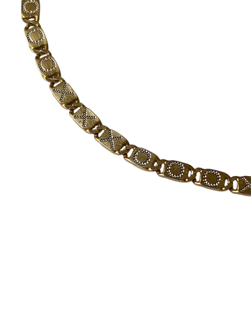 14K Gold Engraved Bar Link Chain