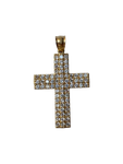 14K Gold Iced-Out Cross Pendant
