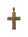 14K Gold Iced-Out Cross Pendant
