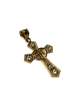 14K Gold Cross Pendant with Heart and Stones