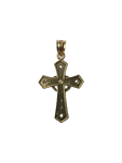 14K Gold Cross Pendant with Heart and Stones