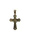 14K Gold Cross Pendant with Heart and Stones