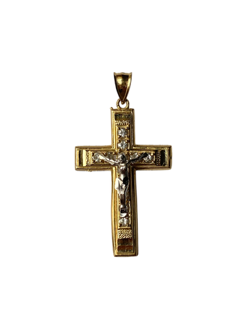 14K Two-Tone Gold Crucifix Pendant
