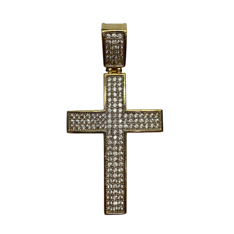 14K Gold Cross Pendant with Cubic Zirconia