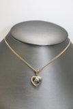 14K Two-tone Dolphin Heart White Sapphire Chain Pendant Set - Sell Gold NYC