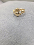 14K Yellow Gold Hands Holding Hearts with Crown Ring - Sell Gold NYC