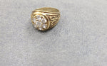 14K Yellow Gold Circular White Sapphire Ring - Sell Gold NYC