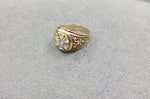 14K Yellow Gold Circular White Sapphire Ring - Sell Gold NYC