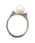 14K White Gold Faux Pearl Cat Ears Ring - Sell Gold NYC