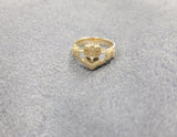 14K Yellow Gold Hands Holding Hearts with Crown Ring - Sell Gold NYC