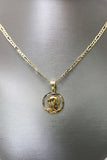 14kt Yellow Gold Virgin Mary Medal Pendant with 14kt Solid Figaro Chain - Sell Gold NYC