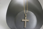 14kt Yellow Gold Encrusted Large Cross with 14kt Hollow Trace Chain - Sell Gold NYC