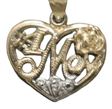 14K Two-tone Heart #1 Mom Chain Pendant Set - Sell Gold NYC