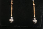 Puffed Heart with Bead Drop Earrings in 14K Tri-tone Gold - Sell Gold NYC