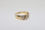14K Yellow Gold Pattern White Sapphire Ring - Sell Gold NYC