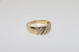 14K Yellow Gold Pattern White Sapphire Ring - Sell Gold NYC