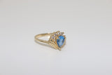 14K Yellow Gold Aquamarine Blue Sapphire Ring - Sell Gold NYC