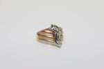 14K Yellow Gold Triple Layered Swirl White Sapphire Ring - Sell Gold NYC